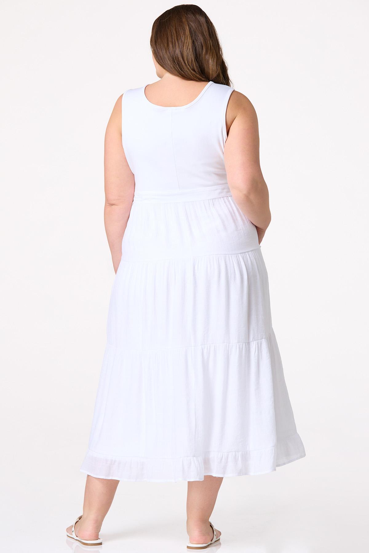 Plus Size White Twofer Midi Dress