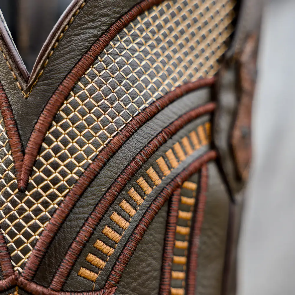 Chocolate Brown Ostrich Leather Boots - Square Toe