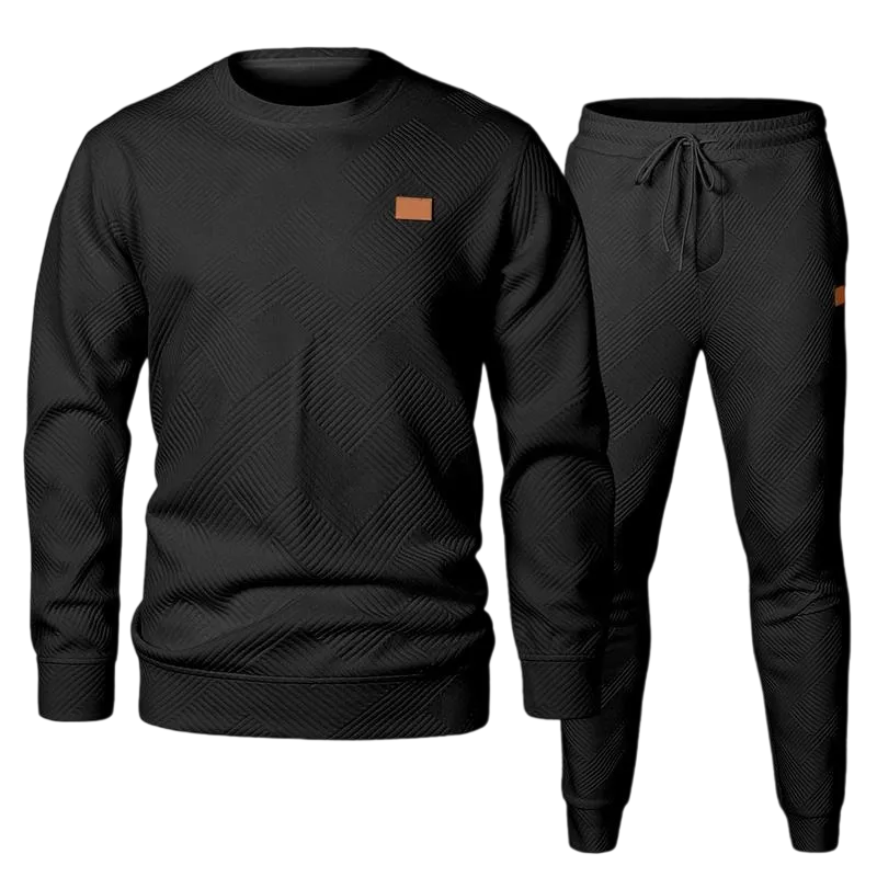 Men’s 2-Piece Sweatsuit – Jacquard Crewneck Sweatshirt & Joggers Set