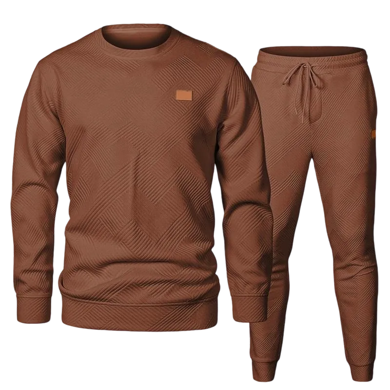 Men’s 2-Piece Sweatsuit – Jacquard Crewneck Sweatshirt & Joggers Set