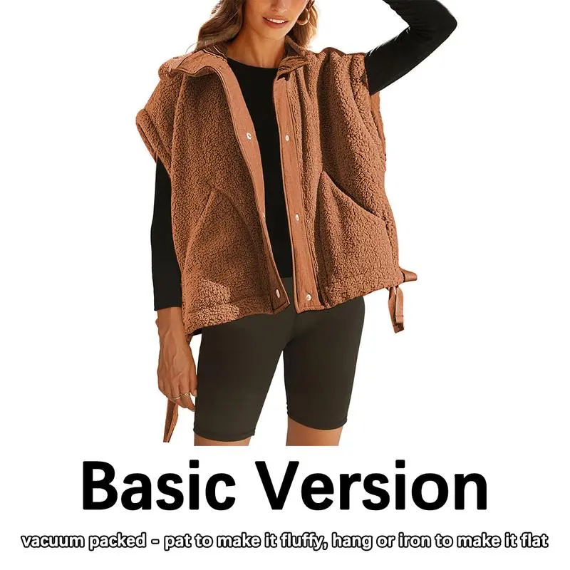 Women's Warm Fleece Vest Casual Sleeveless Button Down Sherpa Jacket