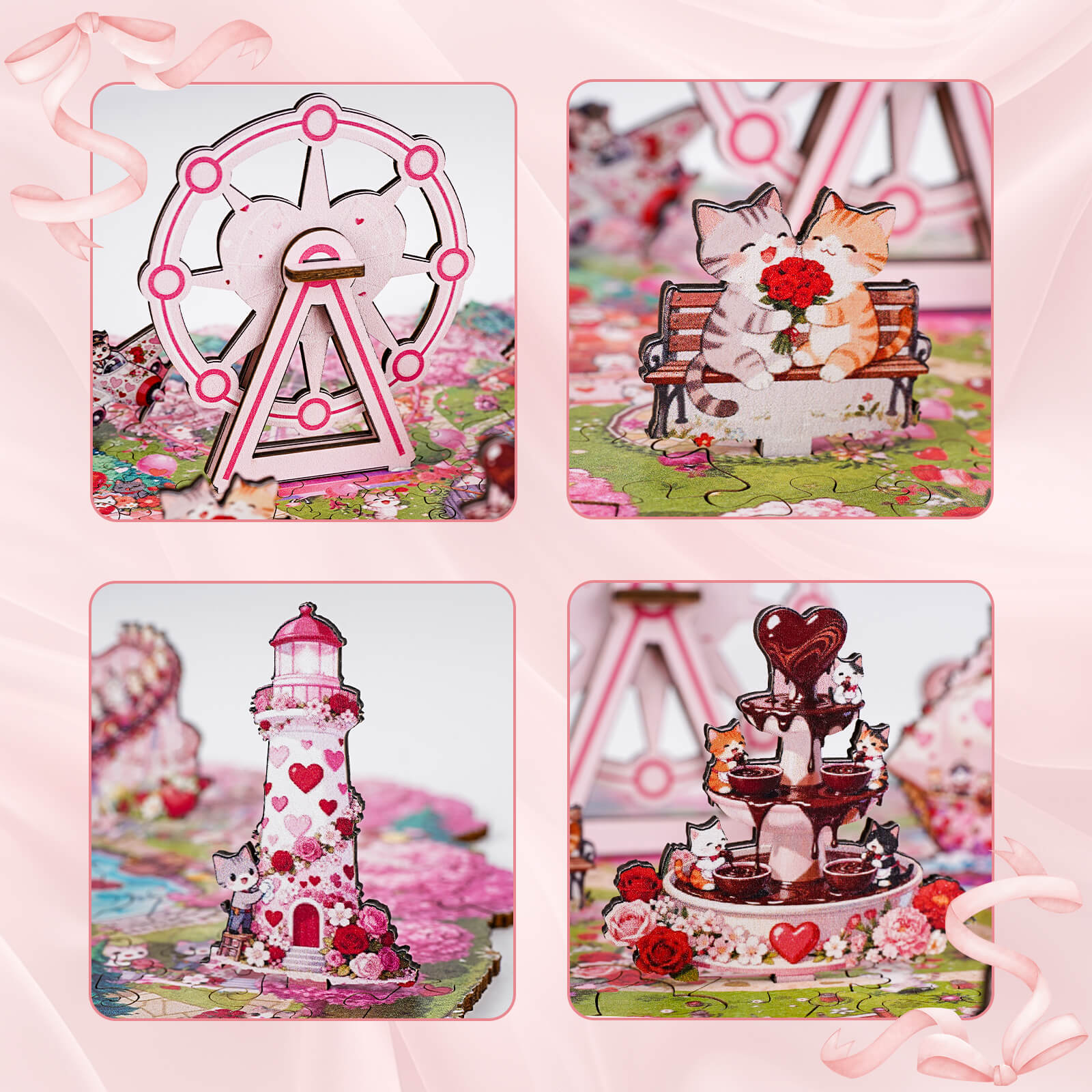 Valentine Kittyland Wooden Jigsaw Puzzle