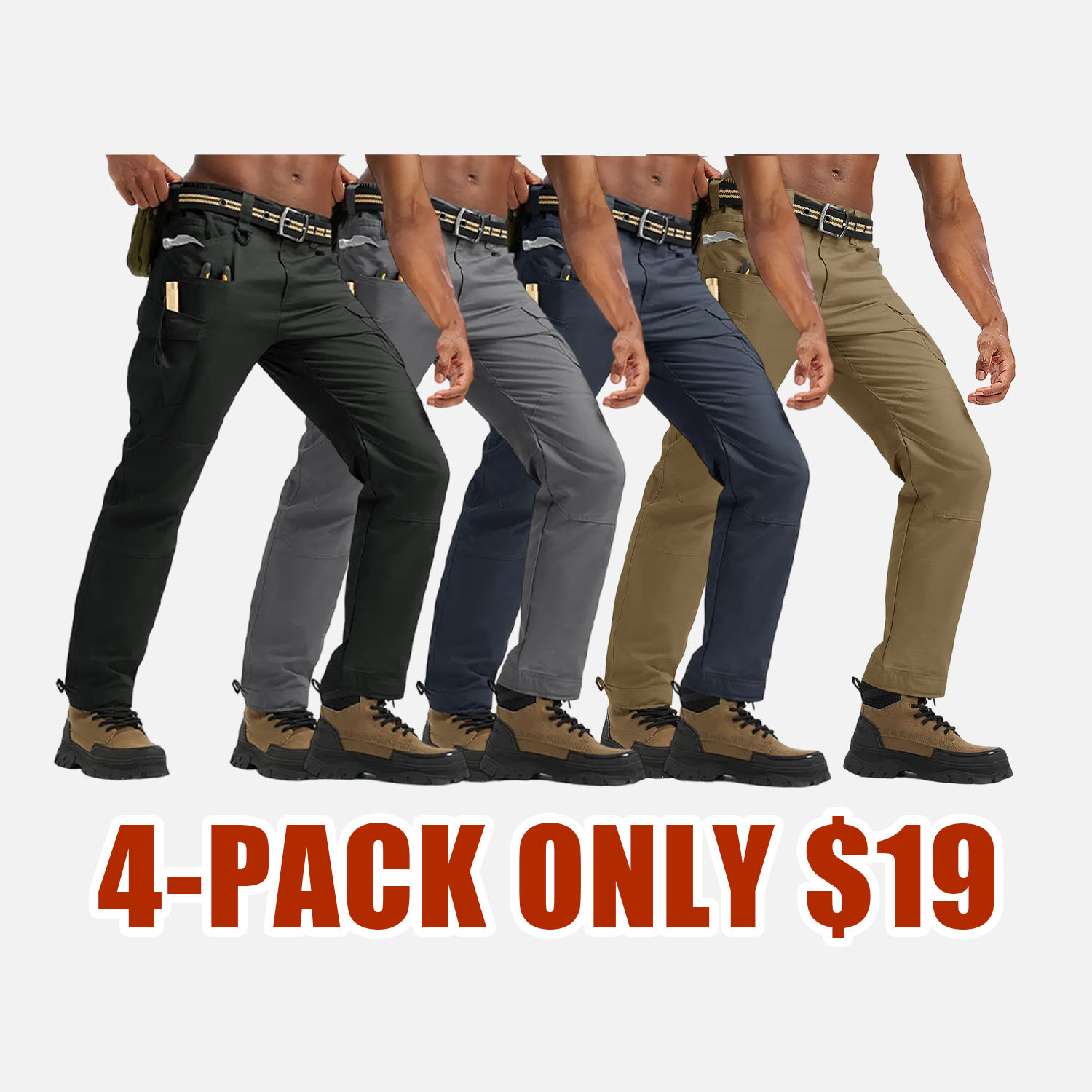 Men's Tactical Work Pants Lightweight Multi-Pocket Water Resistant Cargo Pants Ripstop Hiking Military Construction Outdoor Pants 10 Pockets