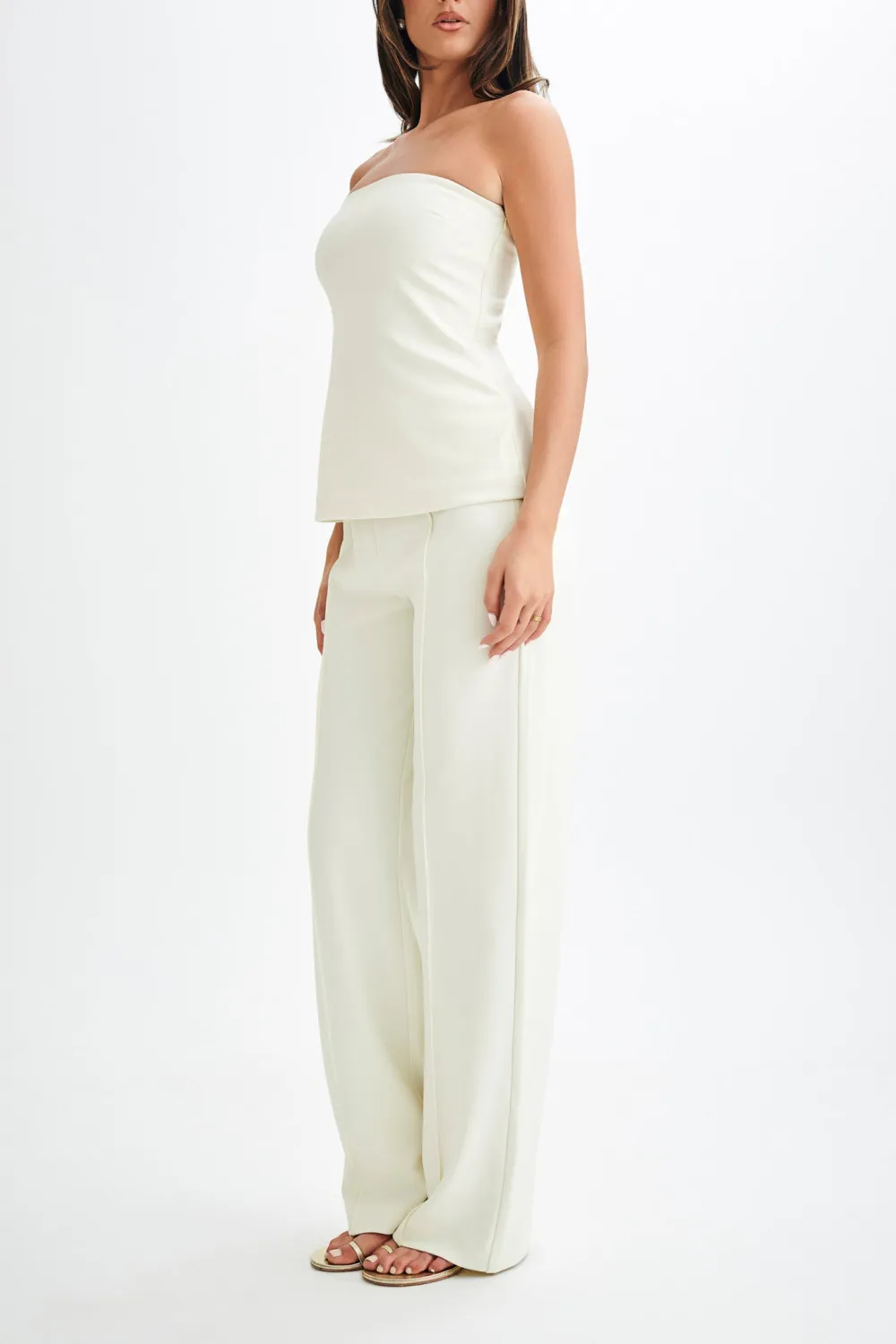 Slight Stretch Pleated Wide Leg Pants