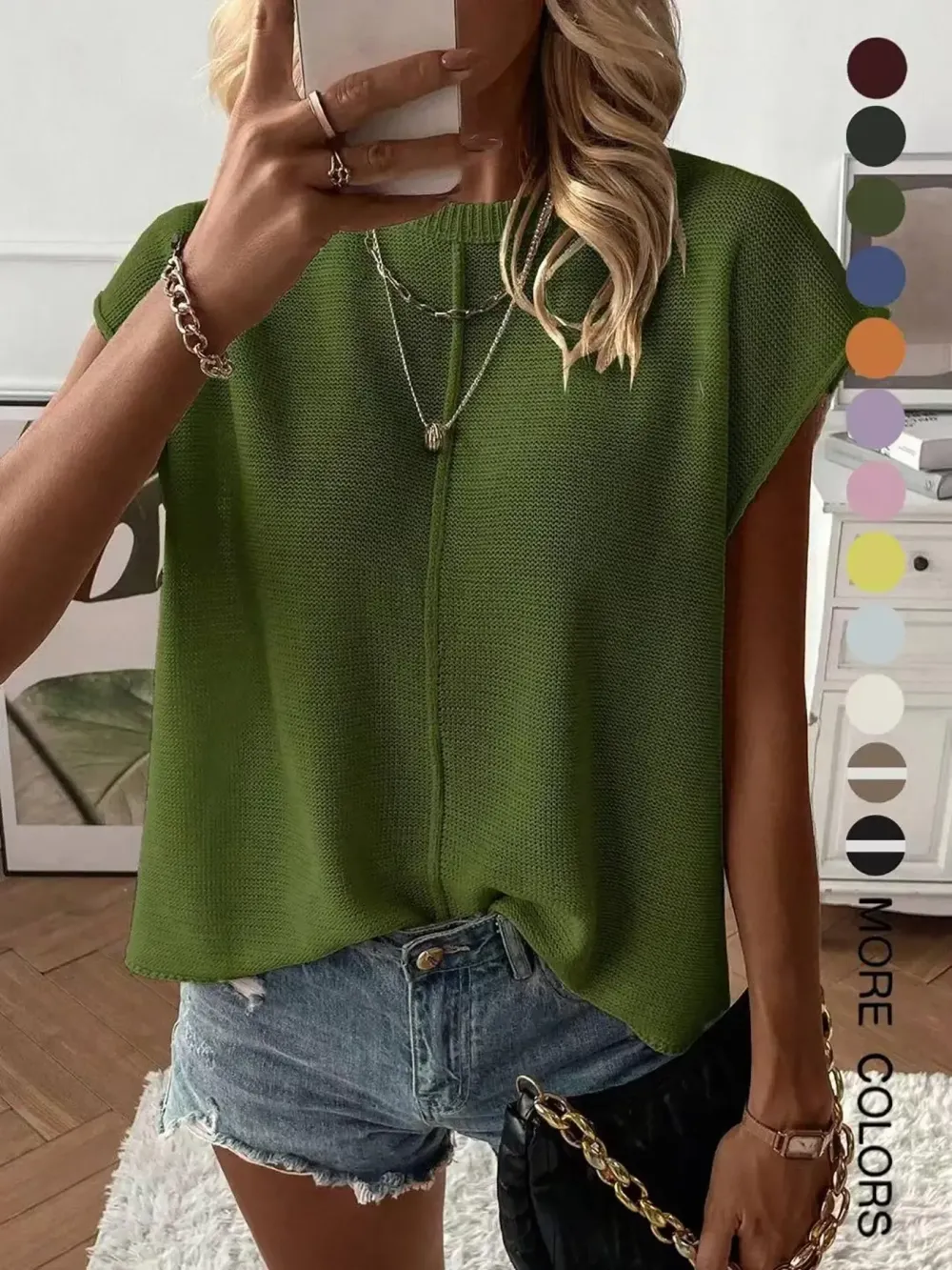 Women's Solid Color Sweater Vest, Casual Fashion Round Neck Knit Top for Summer, Fashion Women's Knitwear for Daily Wear