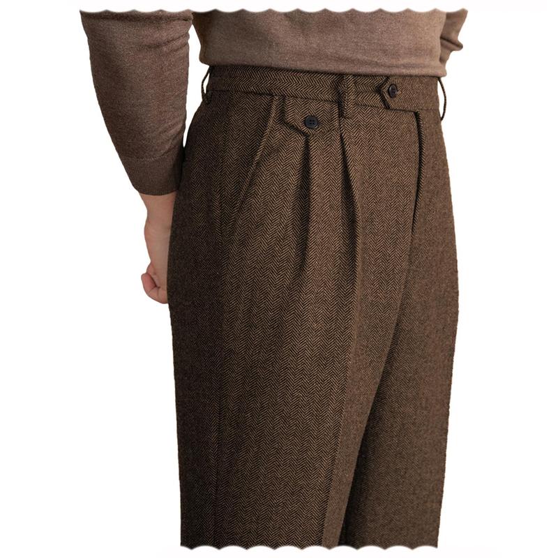 🧵 Men’s Retro Herringbone Tweed Dress Pants