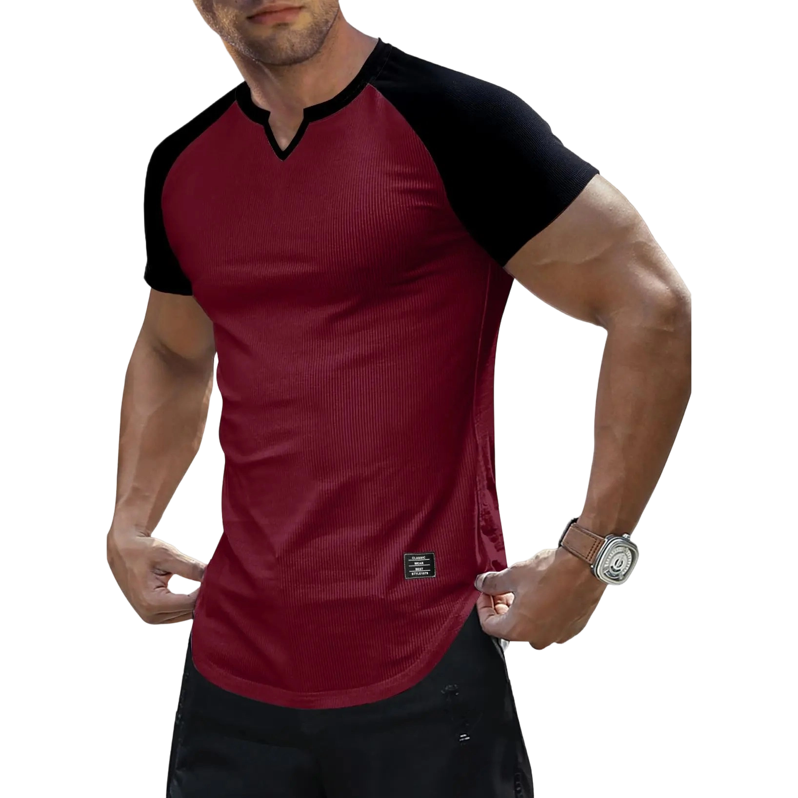 Mens Muscle Slim T Shirt V-Neck Longline Henley Shirt Gym Workout Athletic Tee Shirts, men gifts