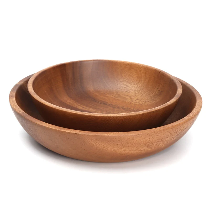 Wooden Salad Bowl, Solid Hardwood Salad Mixing Bowl Set, Wood Serving Bowl Spoon Fork for Fruits Vegetables Decoration