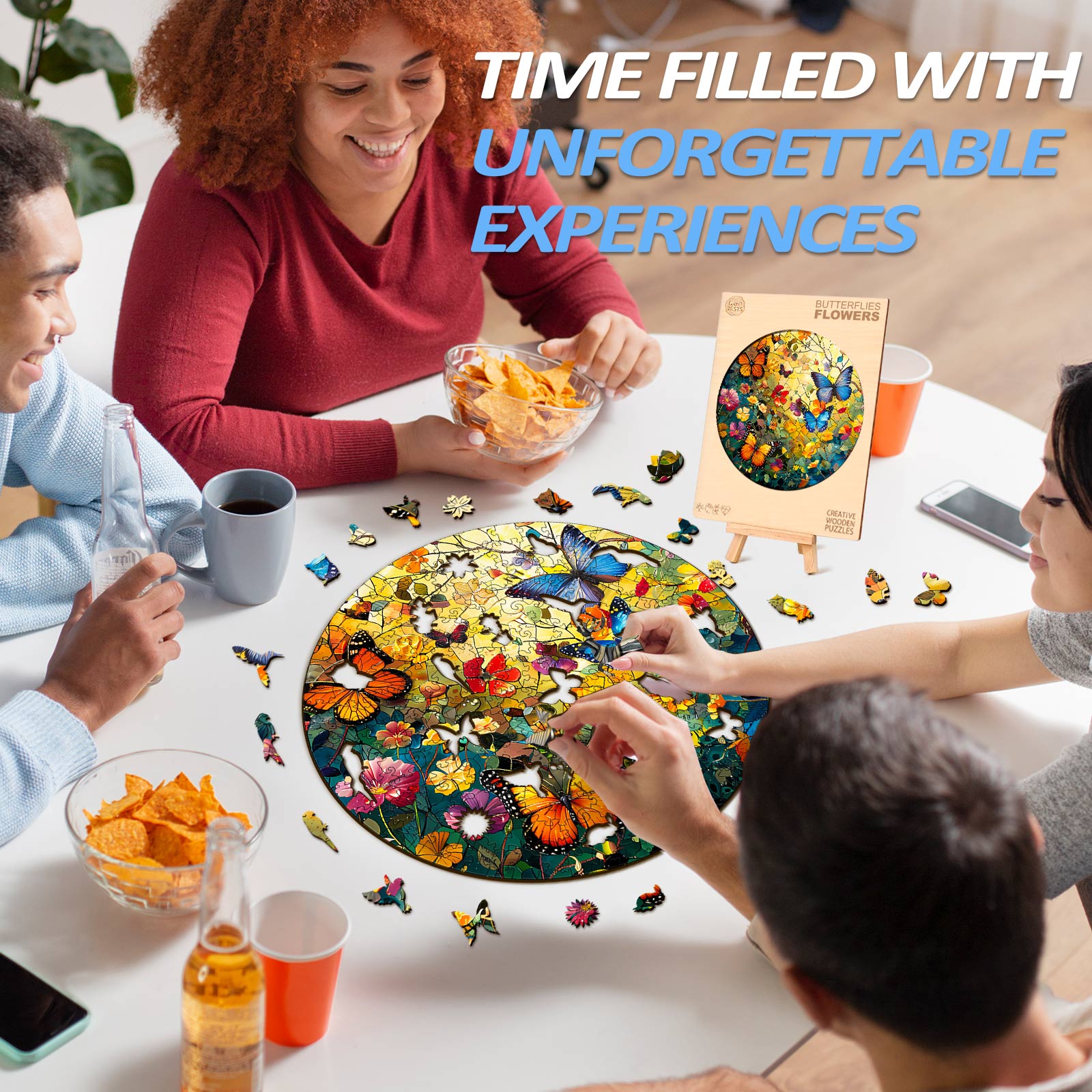 Butterflies and Flowers Wooden Jigsaw Puzzle