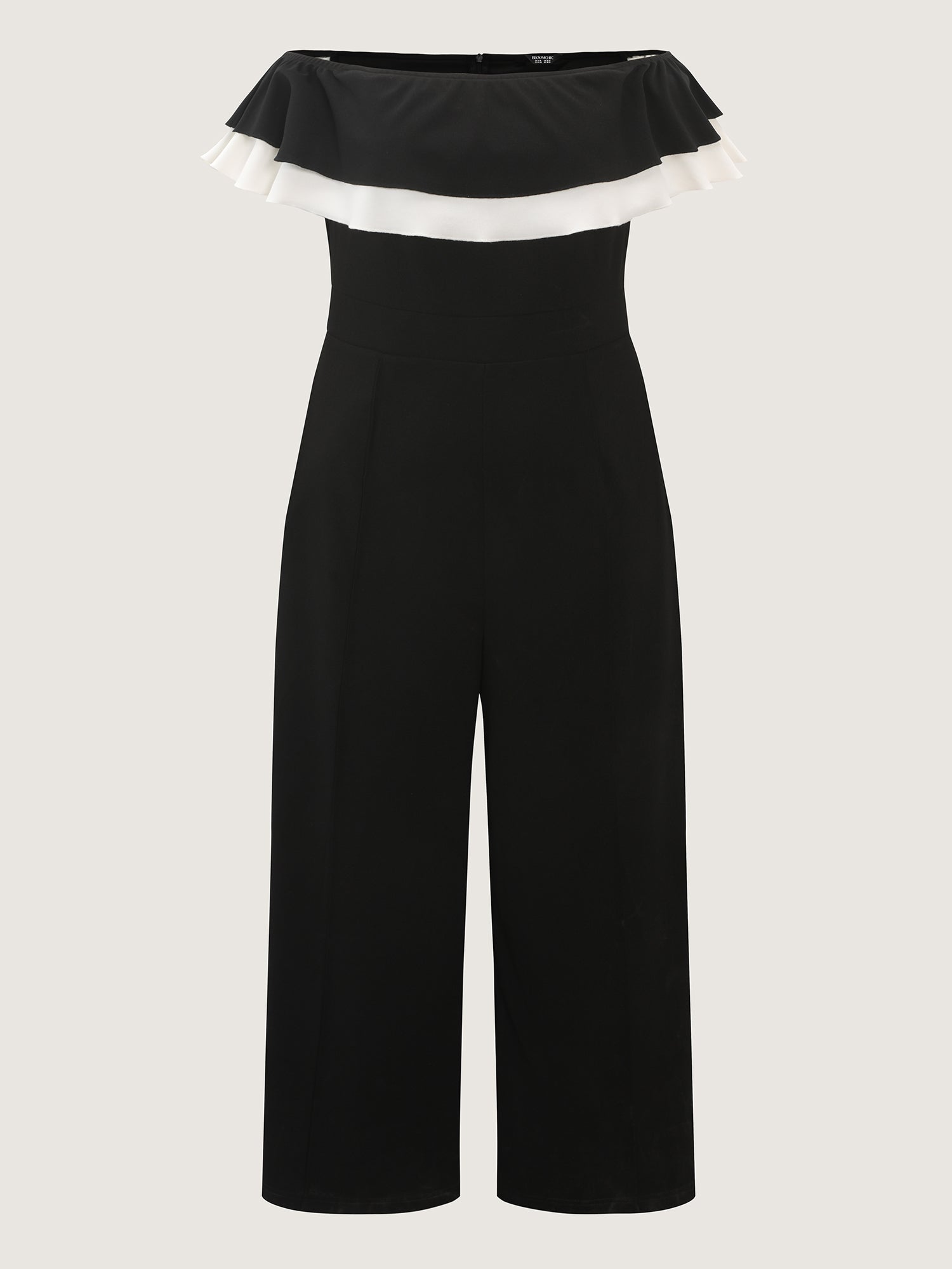 Off-Shoulder Lotus Leaf Neckline Jumpsuit