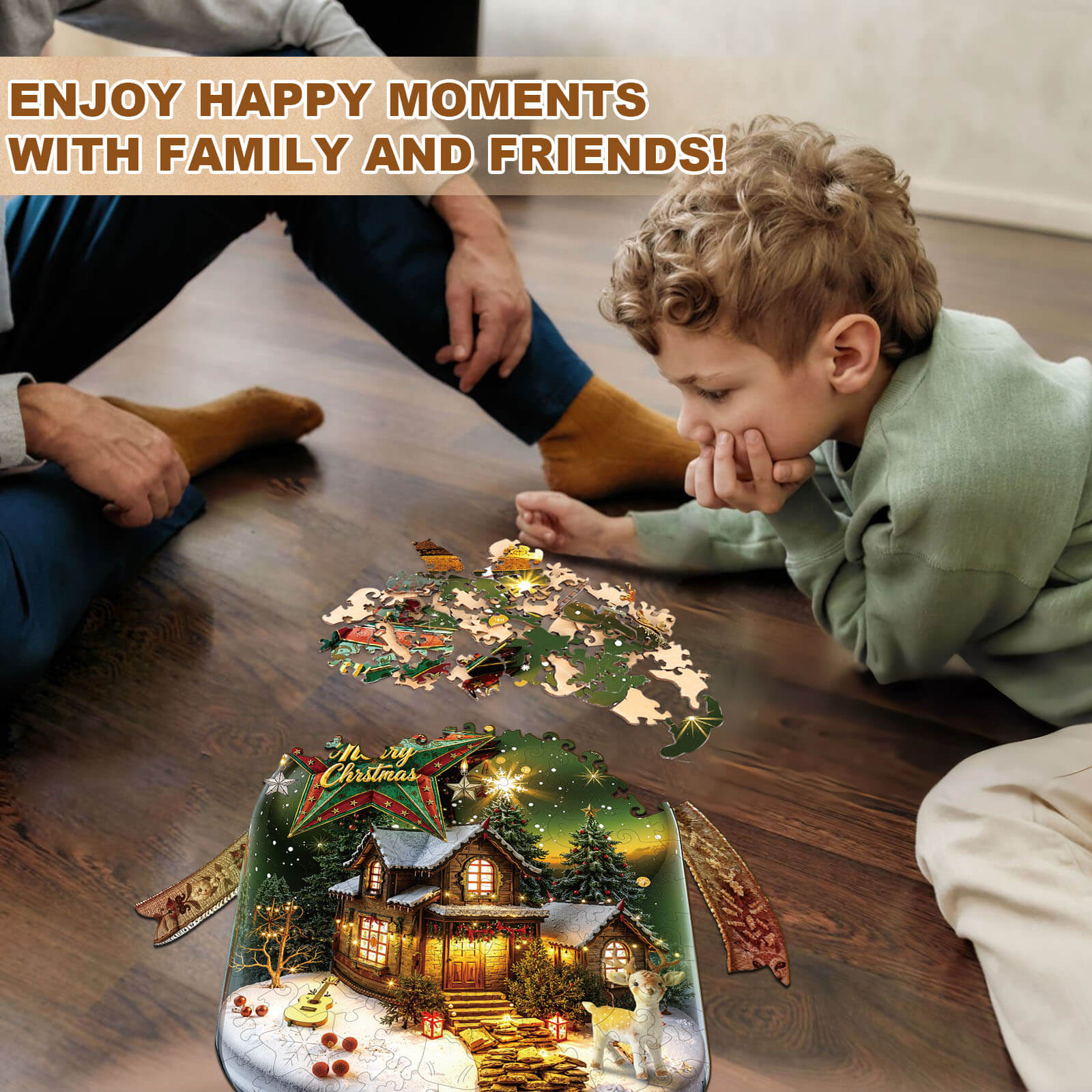 Christmas message in a bottle Wooden Jigsaw Puzzle