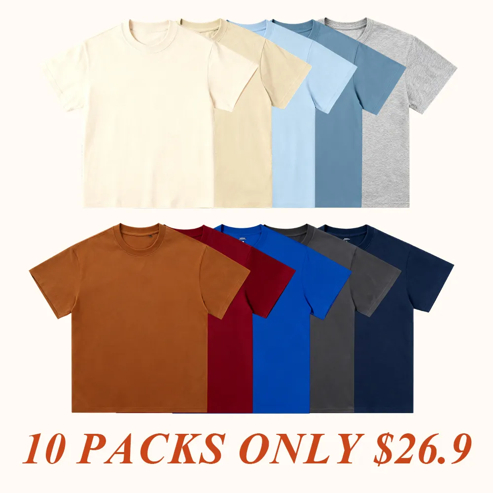 Heavyweight Tshirt 230G Cotton Solid Color Unisex Loose Fit Fade Proof Versatile Everyday Wear Men's Basic Tee