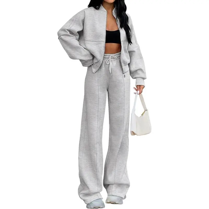 Women’s 2-Piece Set – Zip Up Jacket & Elastic Waist Pants