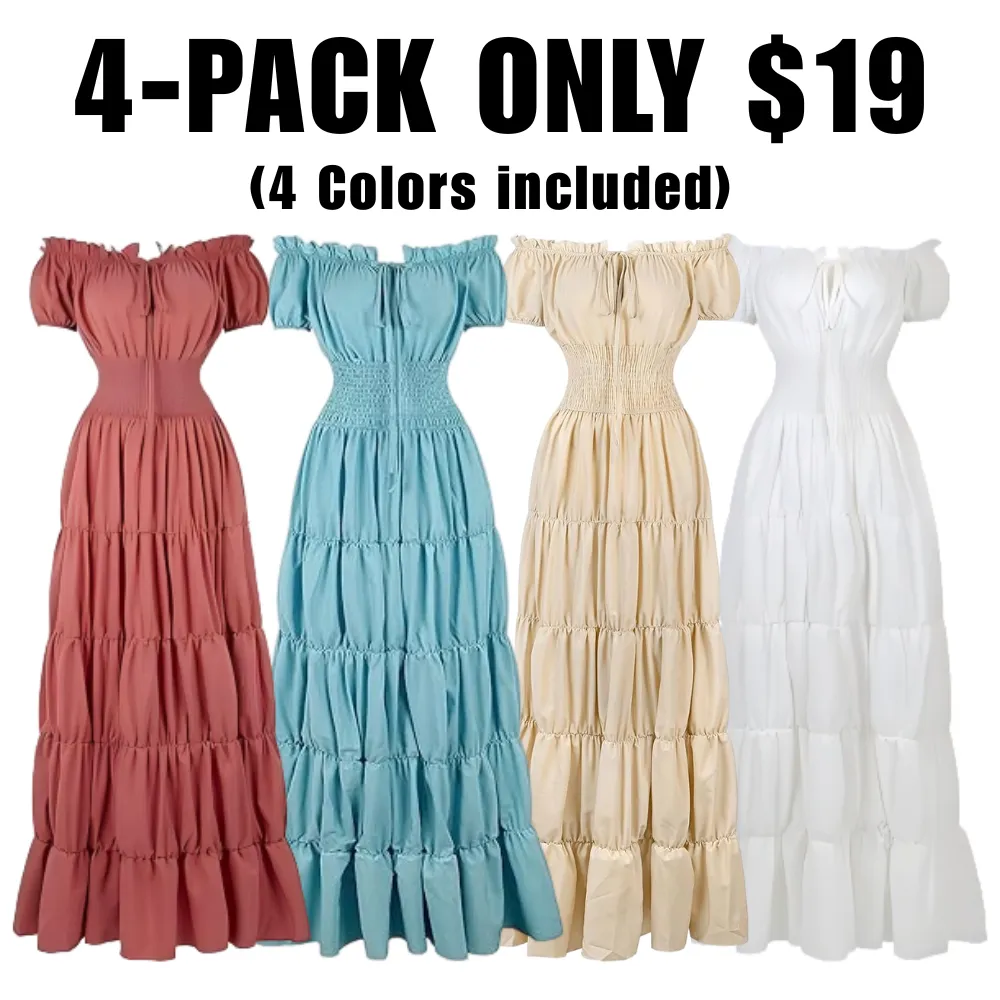 Women's Waist-Cinching Pleated Maxi Dress