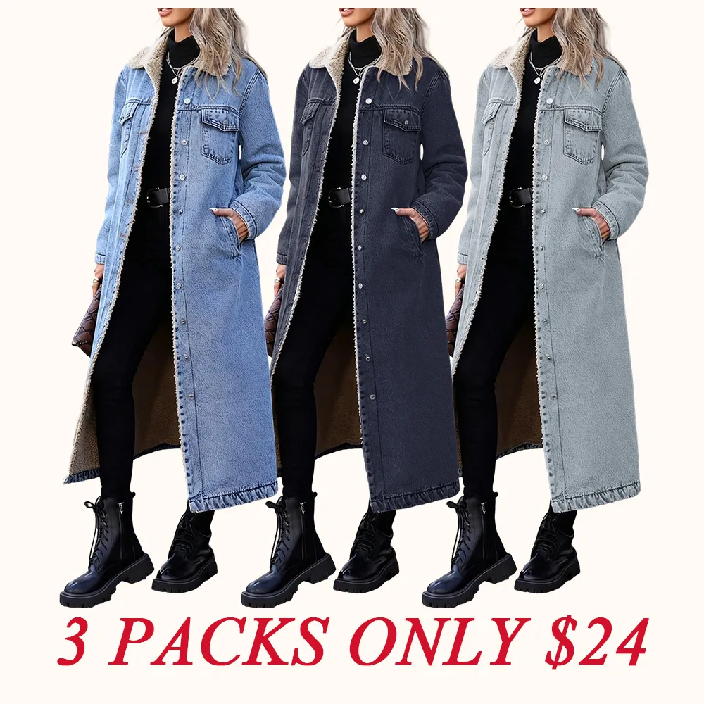 Women's Casual Denim Long Coat