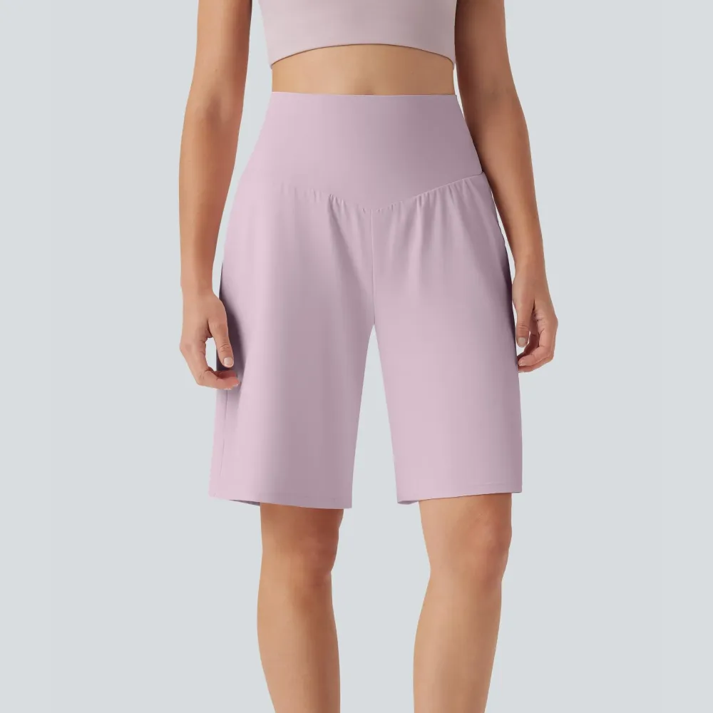 Airy High Waisted Pockets Cool Touch Yoga Bermuda Shorts