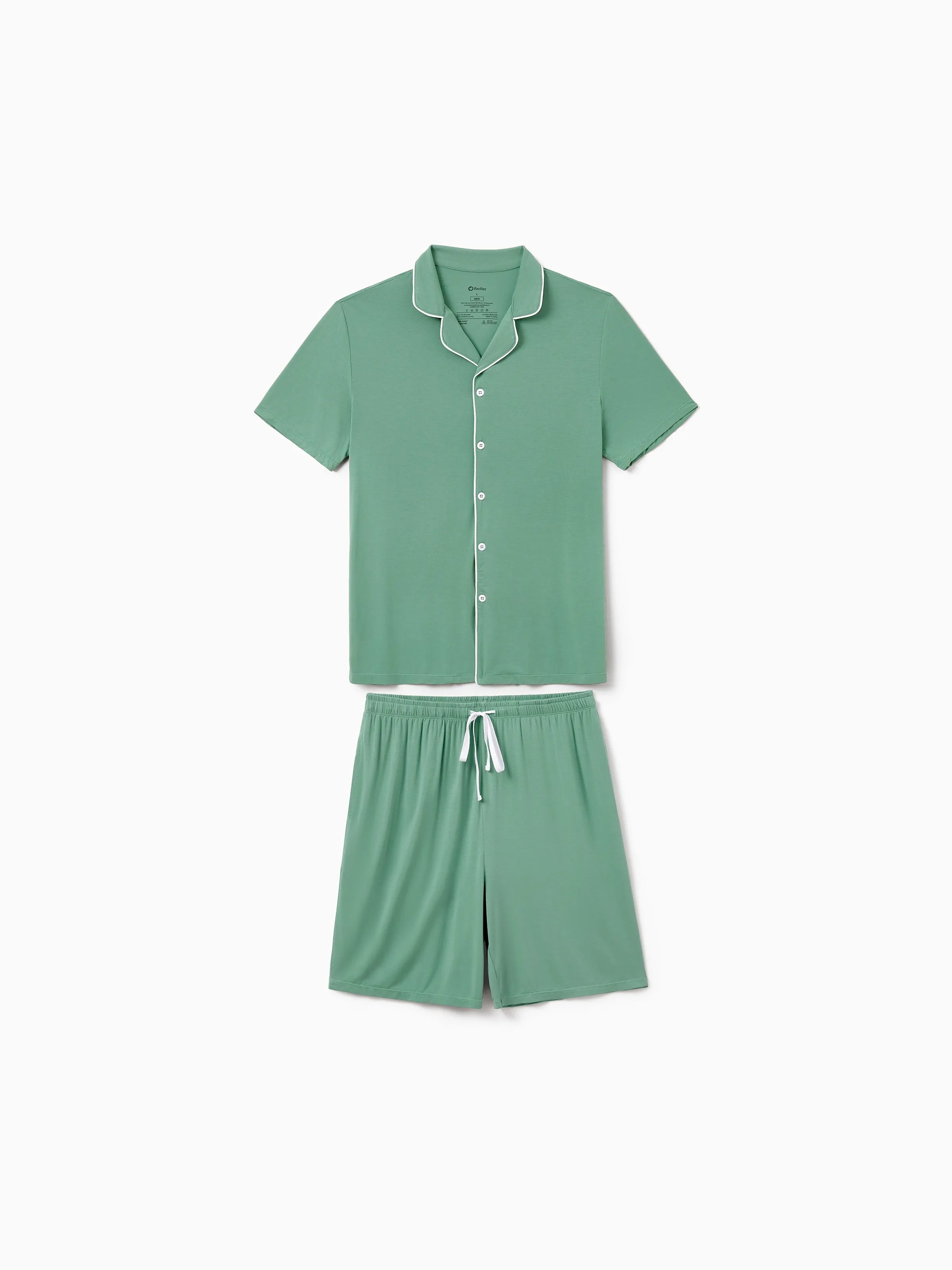 Family Matching Bamboo Pajamas Buttery Soft Bamboo Viscose PJs for Men Women Kids Toddler Baby, Solid Color Short Sleeve Shirt & Shorts Sleepwear Green