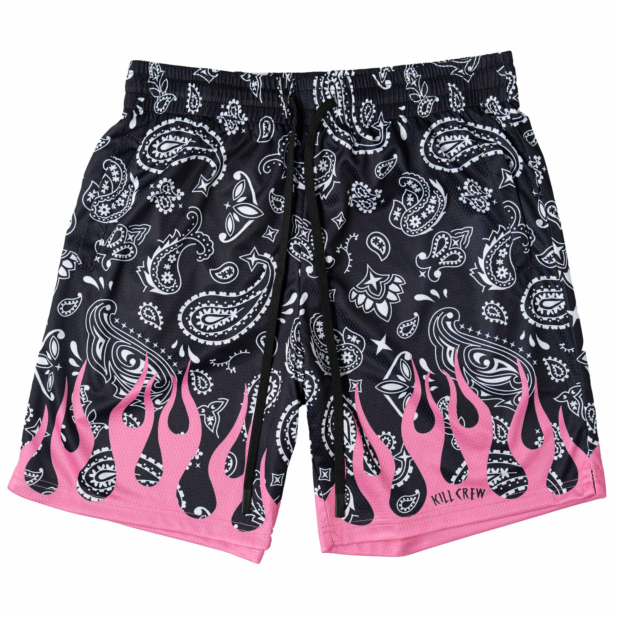 RELAXED CUT SHORTS BANDANA FLAME - BLACK / PINK