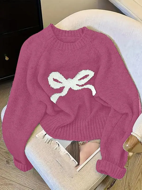 Elegant Bow Knit Sweater for Women