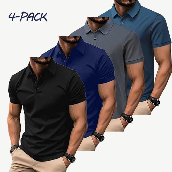 Men's 4-Pack Multi-Color Polos | Short Sleeve, Slim Fit | Casual & Business Wear