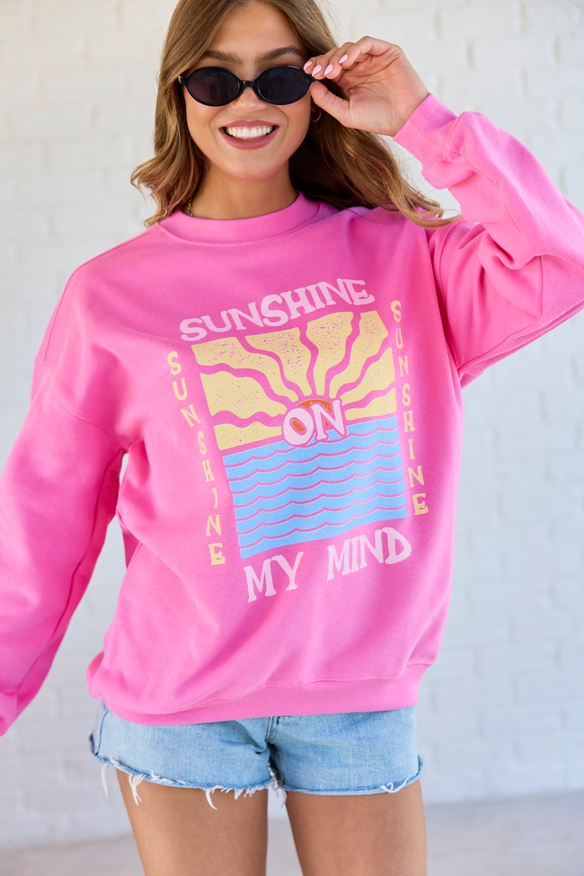 Sunshine On My Mind Pink Graphic Sweatshirt