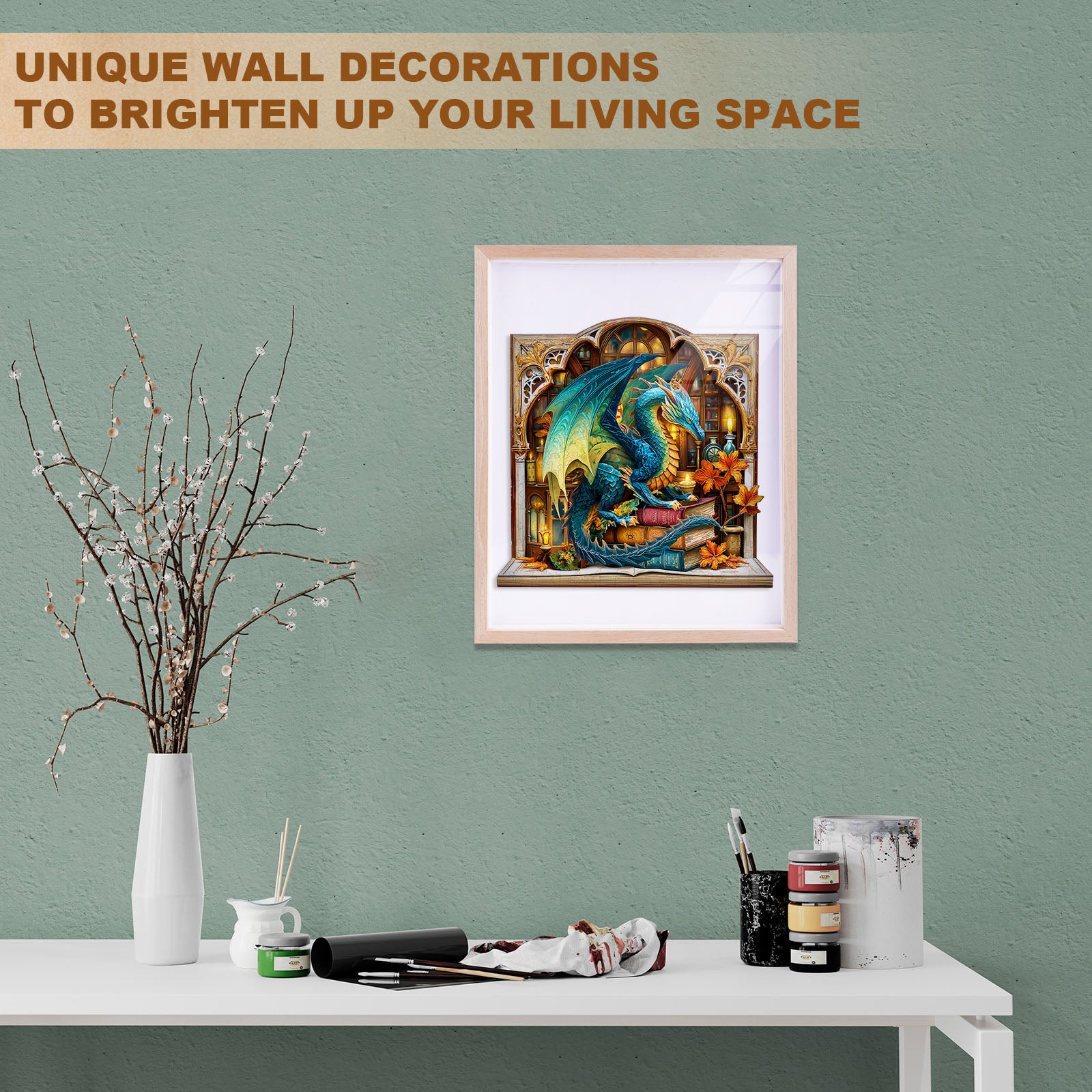 Bookcase Dragon Wooden Jigsaw Puzzle