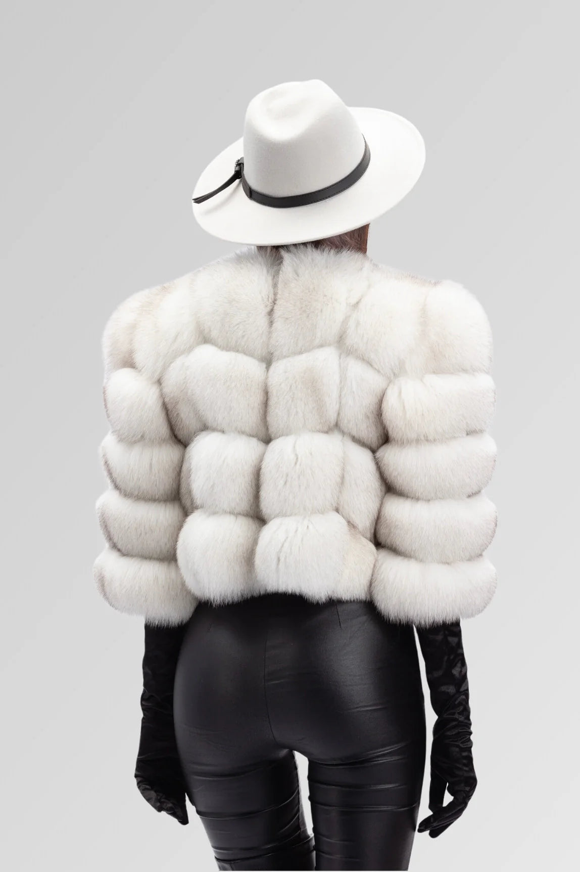 Haină din Blană Naturală de Vulpe Polară, Short, Femei, Natural 247