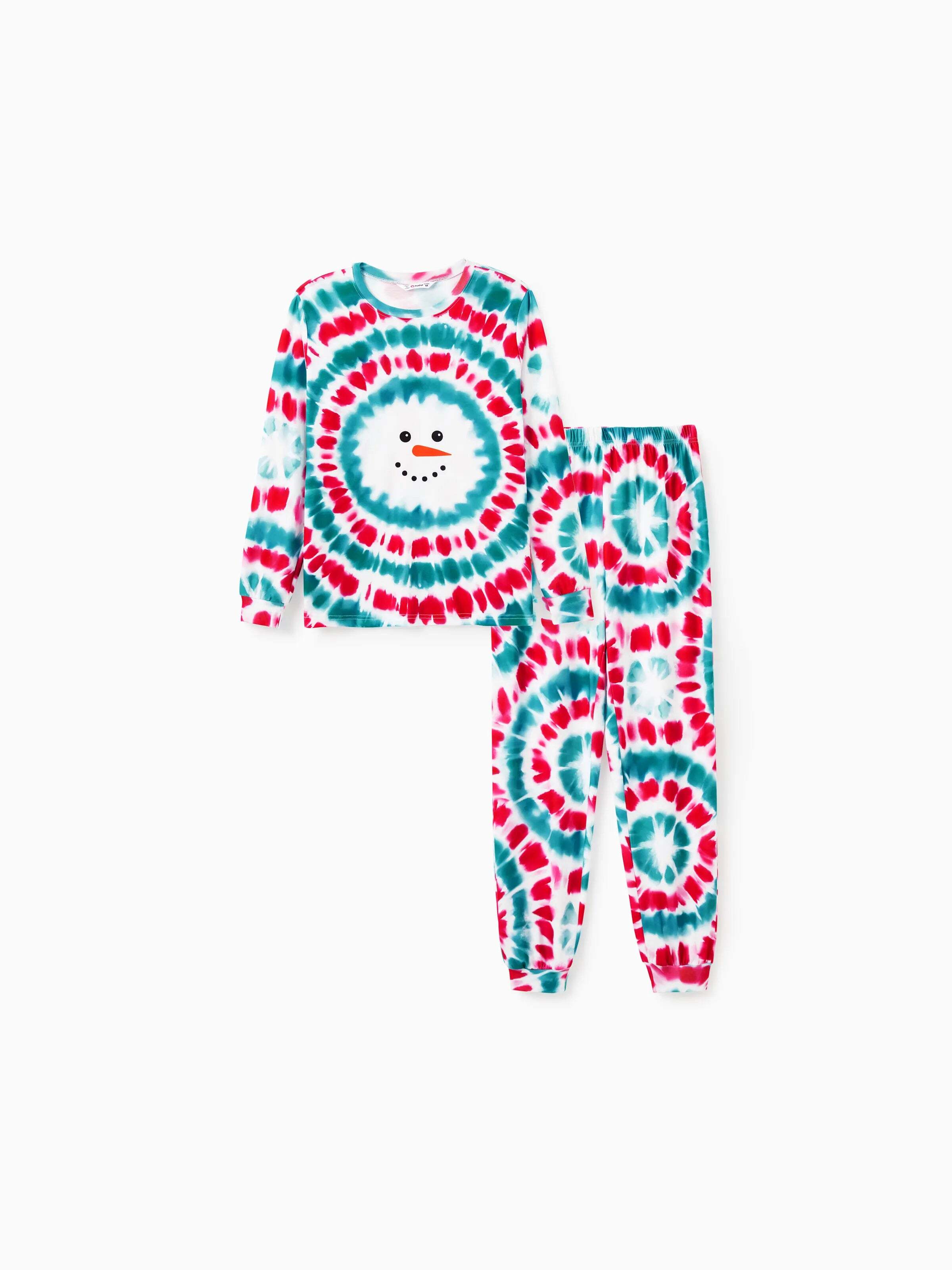 Christmas Snowman Print Family Matching Colorful Pajamas Sets with Christmas Socks Multi-color