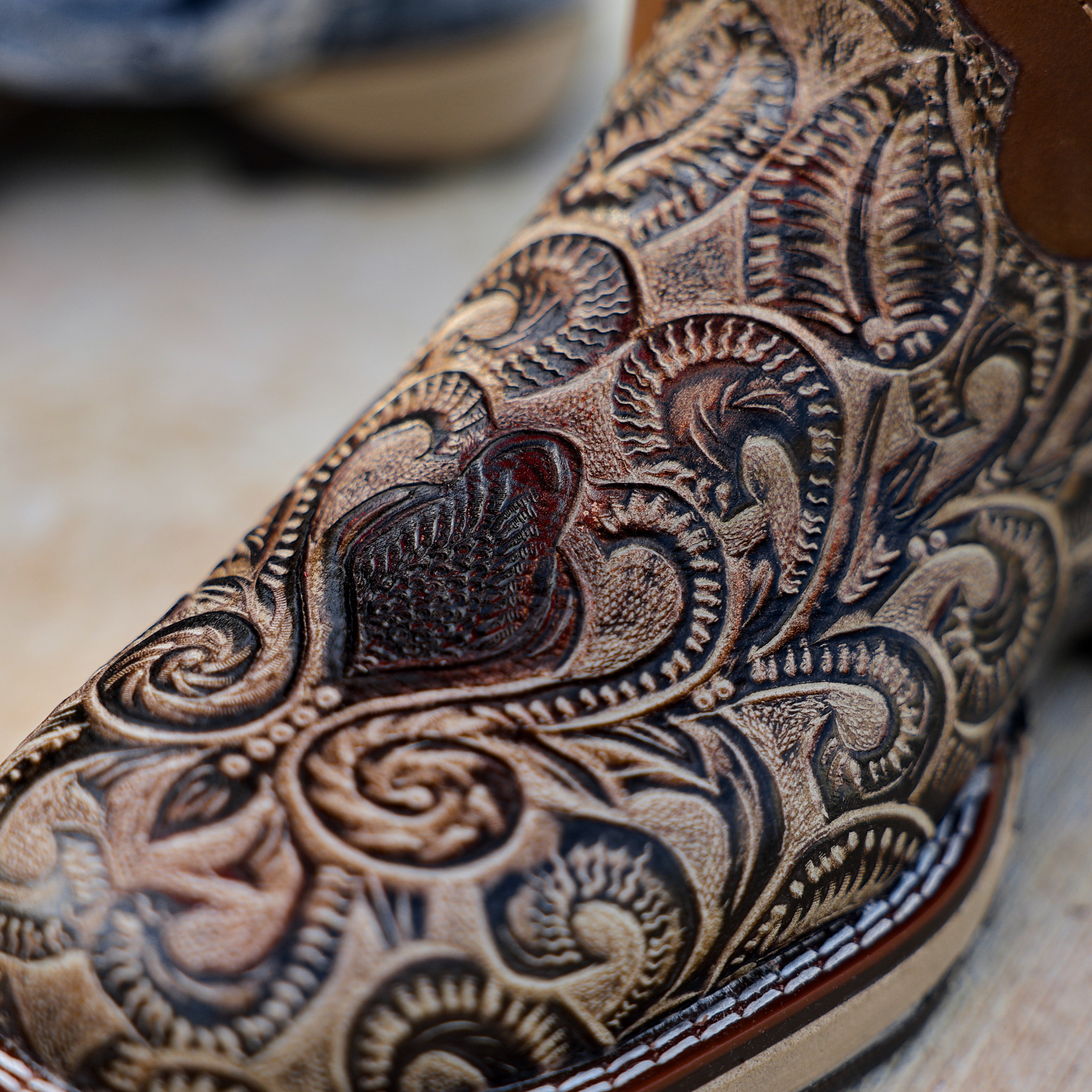TBR Desert Hand-Tooled Leather Boots With 3D Lightweight Sole - Composite Toe