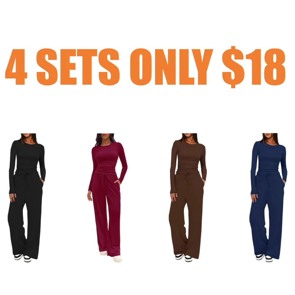 Women's Solid Ruched Drawstring Loungewear Set