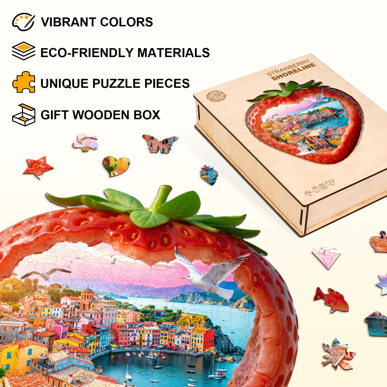 Strawberry Shoreline Wooden Jigsaw Puzzle