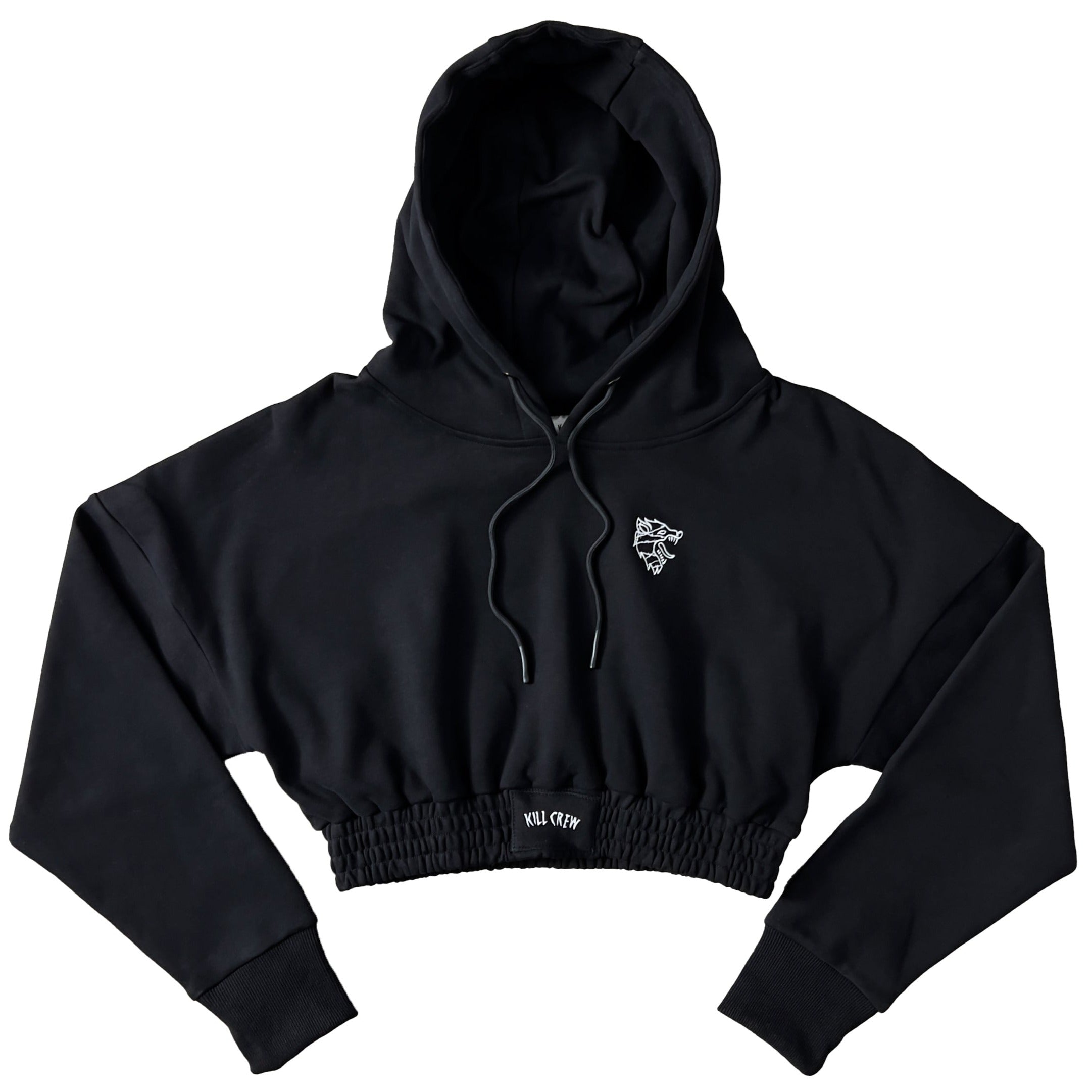 CROP HOODIE - BLACK / WHITE