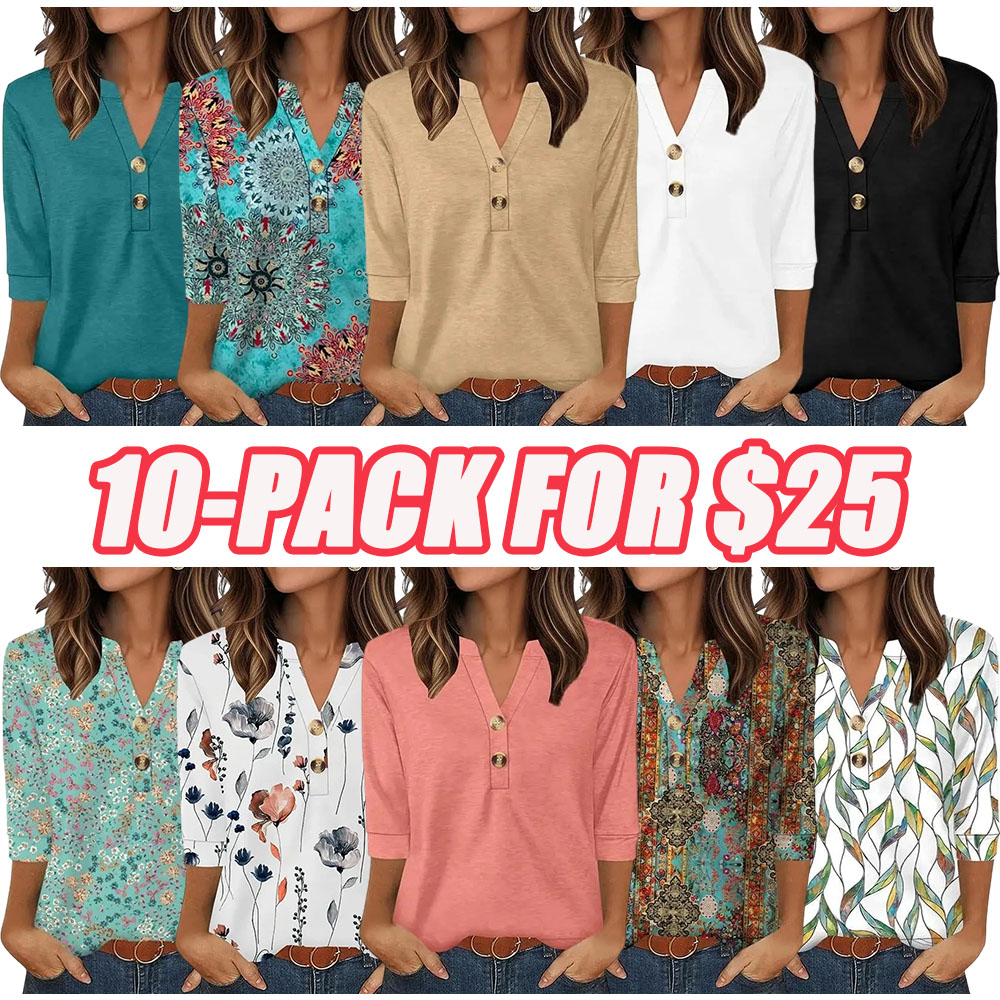 Womens Tops 3/4 Sleeve Heley Shirts for Women Summer Fashion 2026 Blouses Beach Vacation Clothes SpringStatements