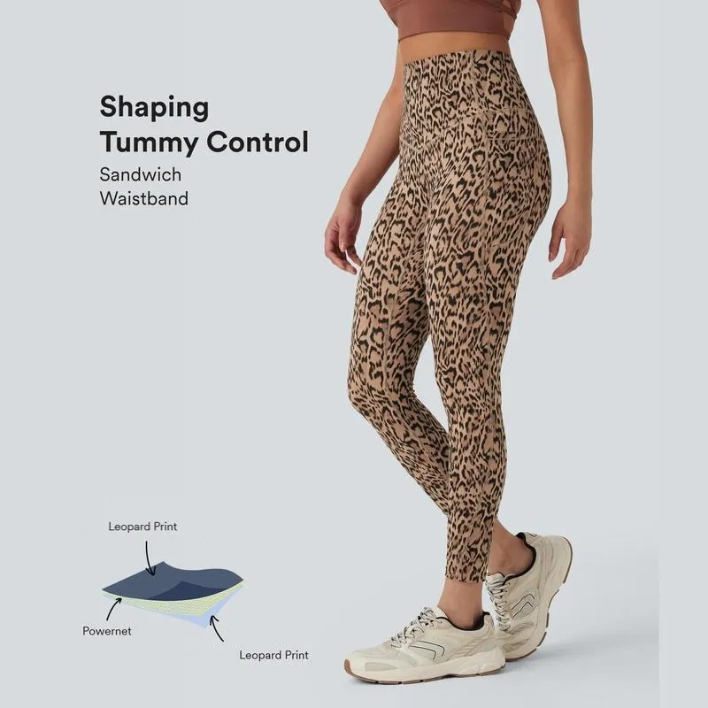 Leopard Print SoCinched High Waisted Tummy Control Yoga Leggings
