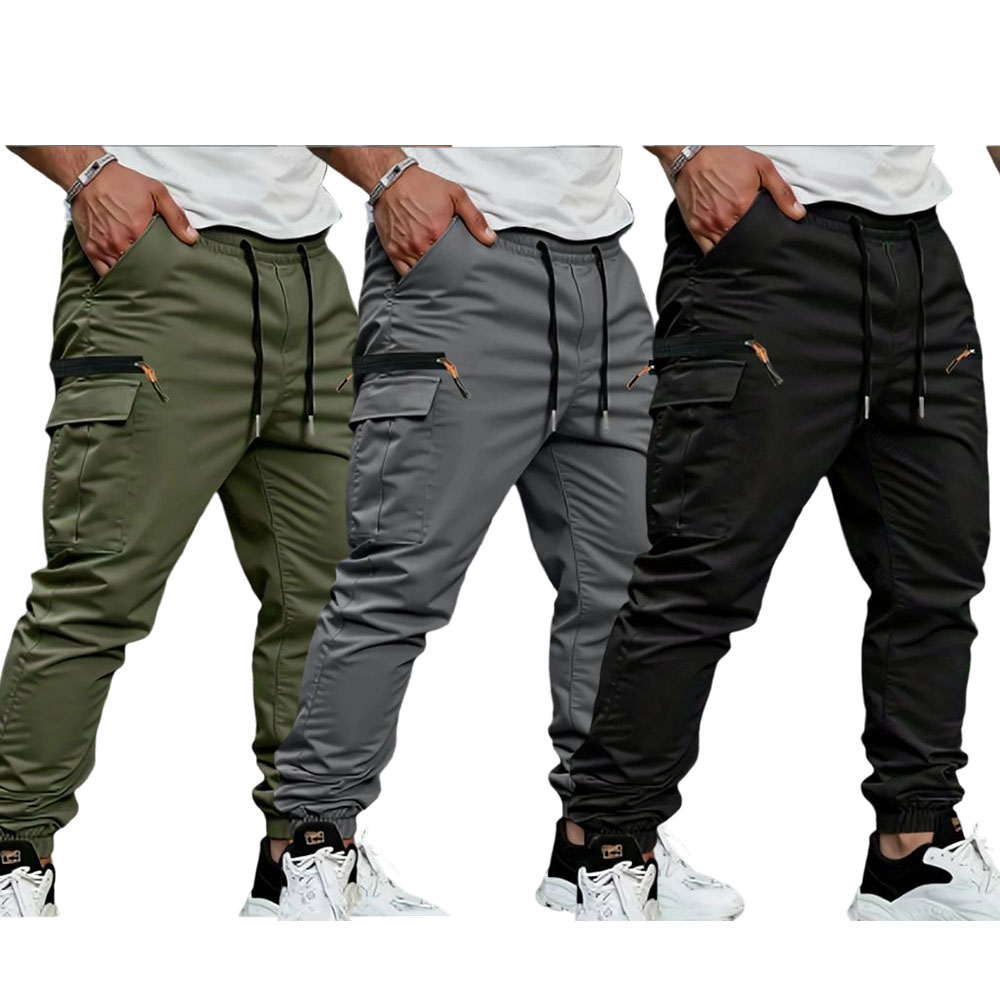 Men's work pants with tapered ankles and rolled hems - durable non-stretch casual outdoor pants