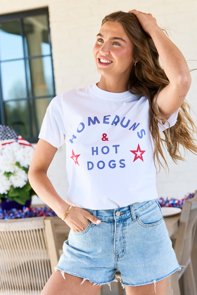 Homeruns & Hot Dogs White Graphic Tee