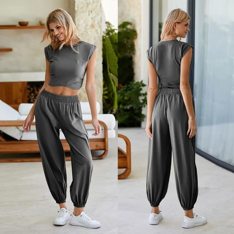 Women's Two-Piece Casual Suit Short Top (Under $3 a set!)