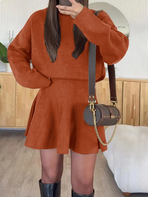 Women's Casual Half-High Neck Long Sleeve Knit Dress