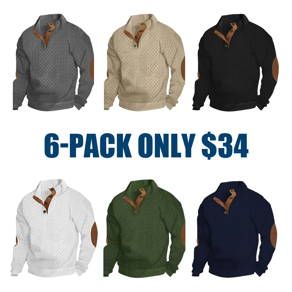 Men's color-blocked jacquard button-down sweatshirt