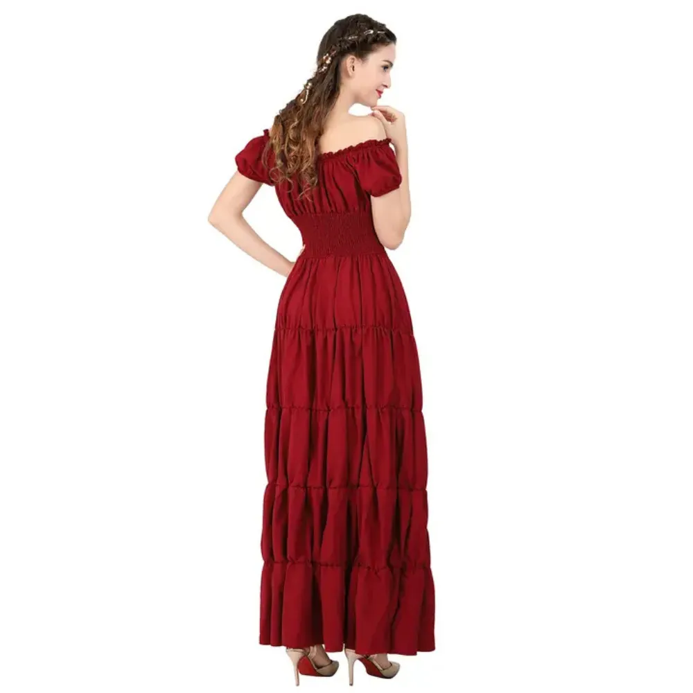 Women's Waist-Cinching Pleated Maxi Dress