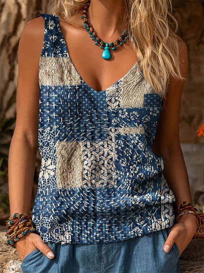 Women'S Casual Sleeveless Printed Knit Vest