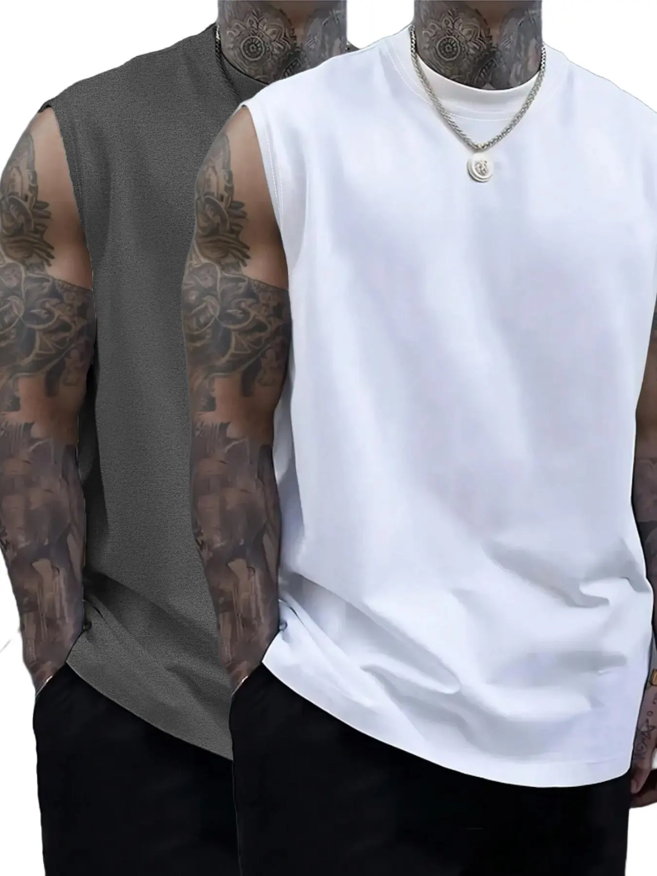 Men's Solid Color Round Neck Tank Top, Loose Casual Comfy Classic Crew Neck Sleeveless Top for Summer, Men's Clothes for Daily Wear, Casual Loose Fit