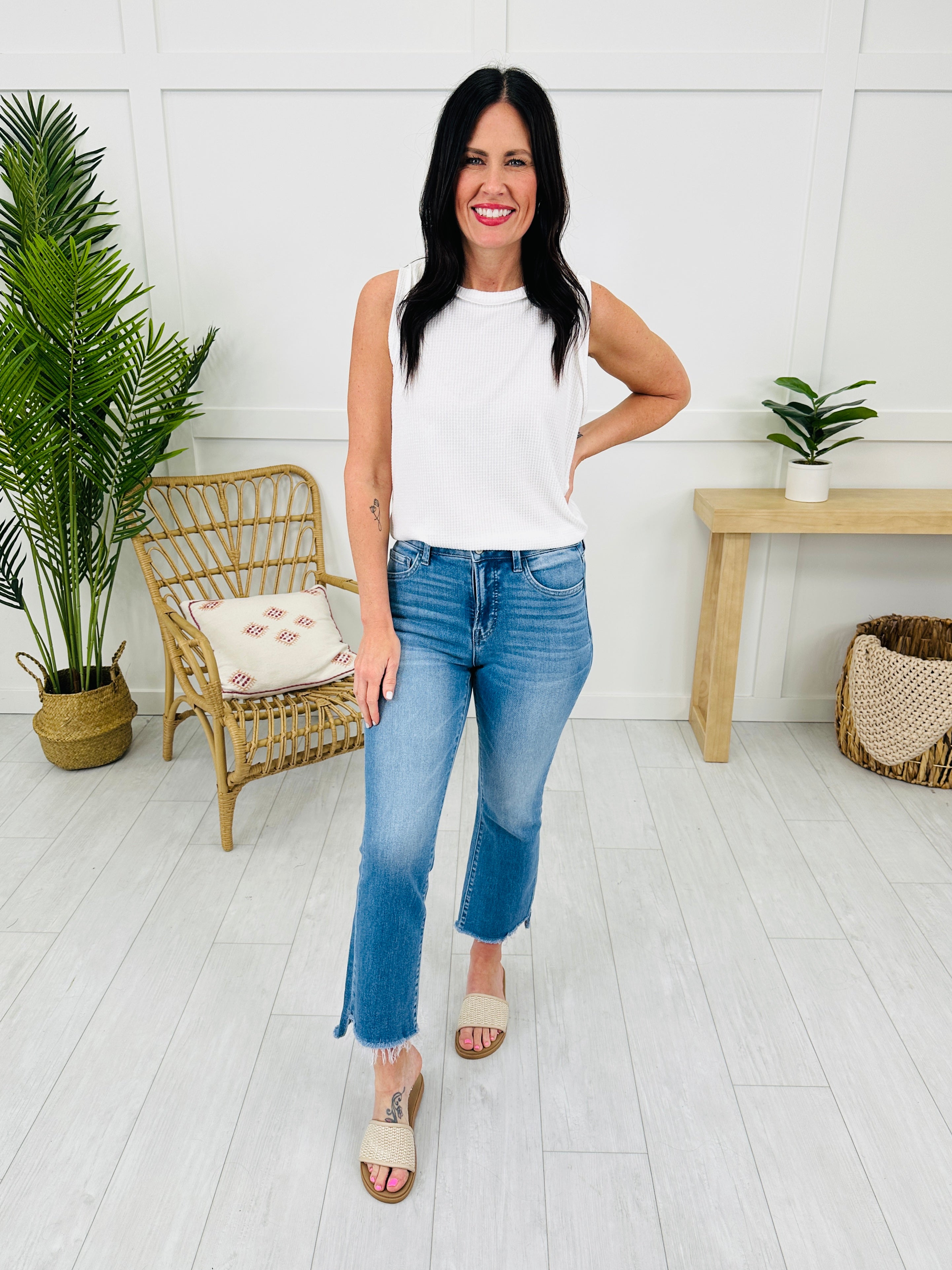 Severely Soft Tummy Control Cropped Kick Flare Jeans