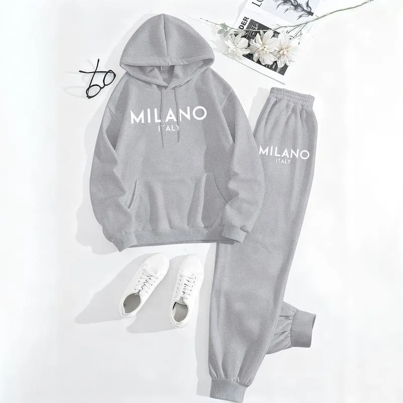 Women's Milano prints City print hoodie and drawstring track pants set