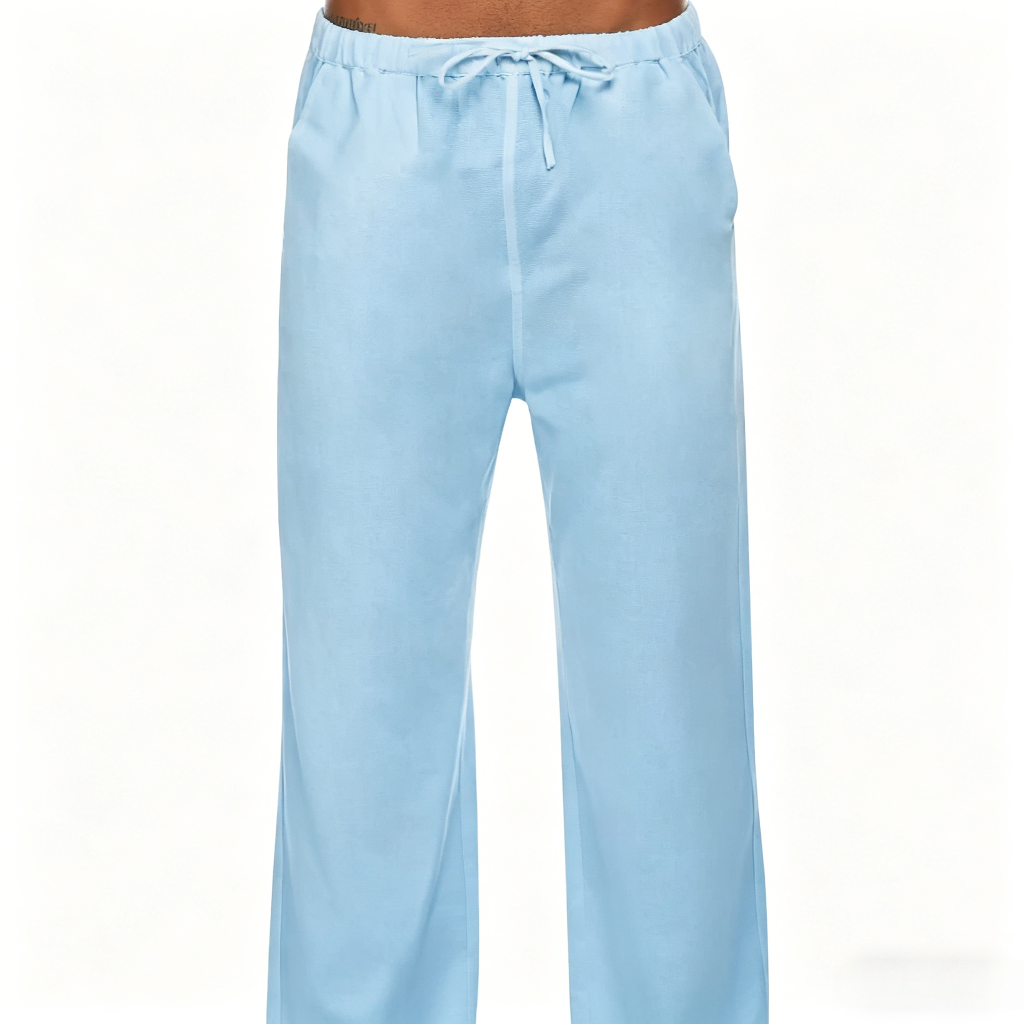 New York Fashion Week Linen Yoga Elastic Beach Vacation Pants Cotton Fabric Bottom Breathable Drawstring Light Loose Comfort Fit Adjustable Summer Trouser