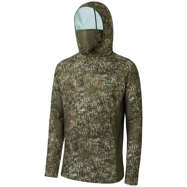 UPF 50+ Long Sleeve Camo Hoodie for Hunting with Mask