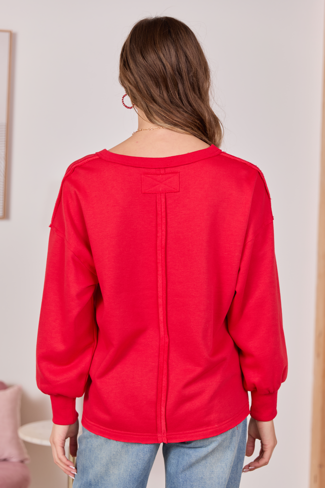 Masyn Red V-Neck Pullover