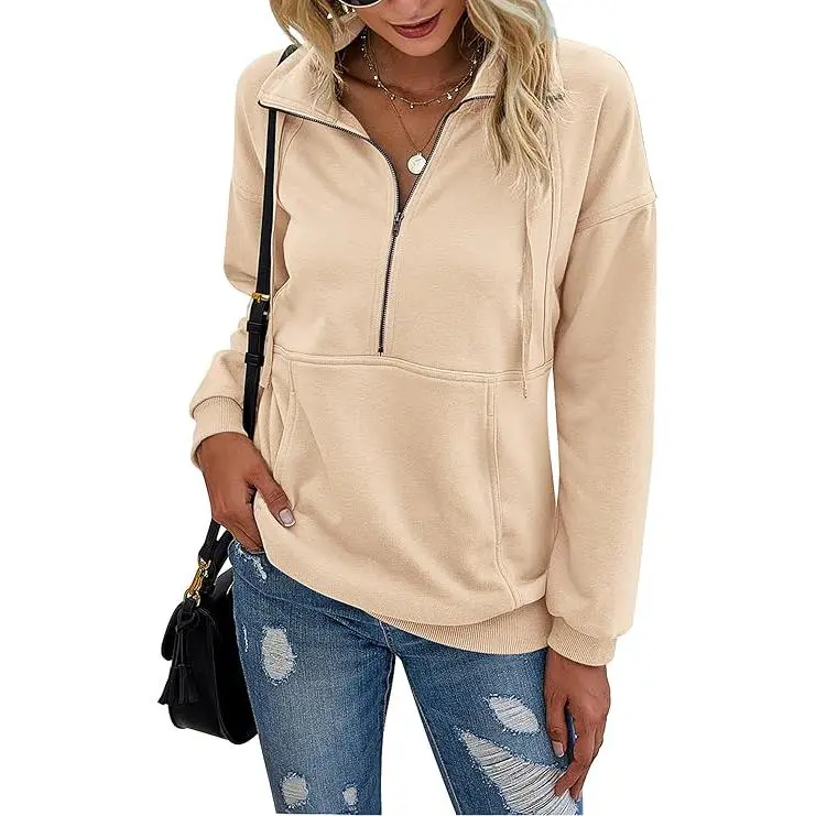 Women's Casual Long Sleeve Lapel Zipper Sweatshirt