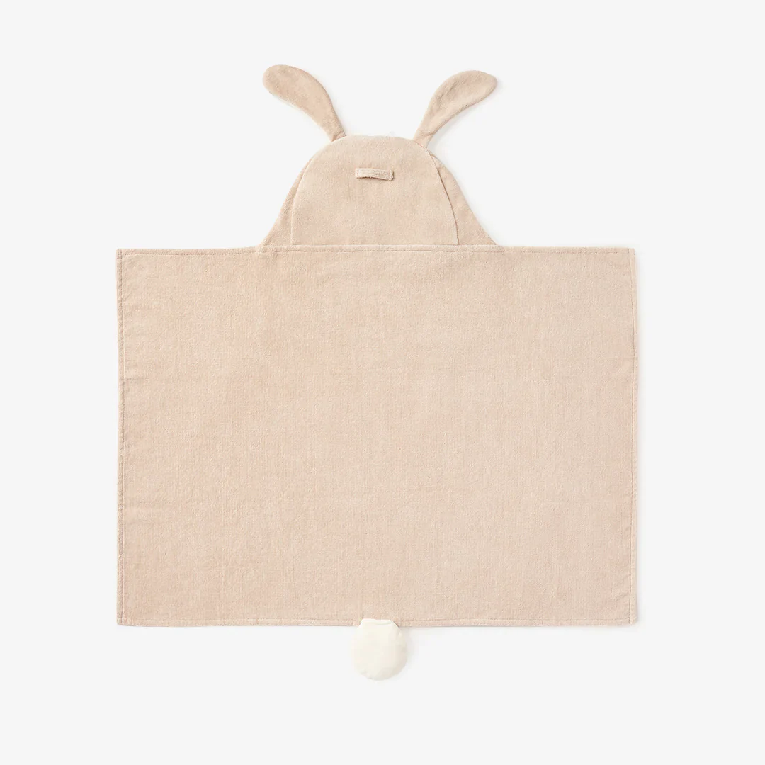 TAUPE BUNNY HOODED BABY BATH WRAP