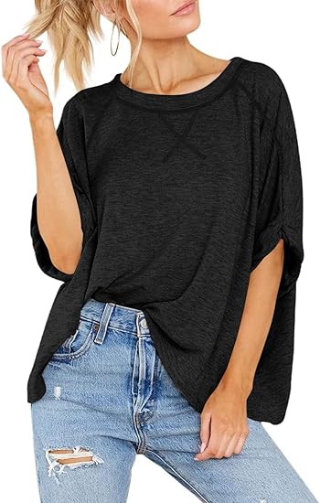 Womens Oversized Tshirts Casual Summer Tops Short Sleeve Loose Fit Tunic T Shirts